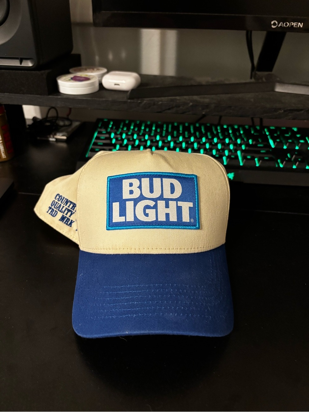 Bud Light Two-Tone Logo Trucker Hat - Blue & Cream